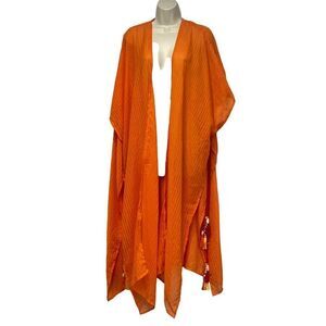 Steve Madden Dobby Longline Tassel Duster, Orange, OS